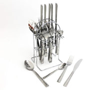 Set de Cubiertos  24pz En Acero + Base