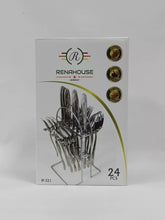 Set de Cubiertos  24pz En Acero + Base