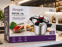 Olla a Presión Premium Deniphi 12 Litros - Acero Inoxidable 304