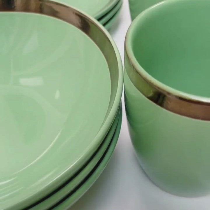 Vajilla de cerámica Chefmaker™ Cloe color café/gris, 16 piezas
